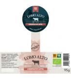 Etikette Biologische Leberpastete Apfel im Glas 95g von Lomo Alto